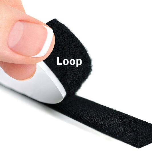 3/4" Black Adhesive Loop, 25 Yard Roll